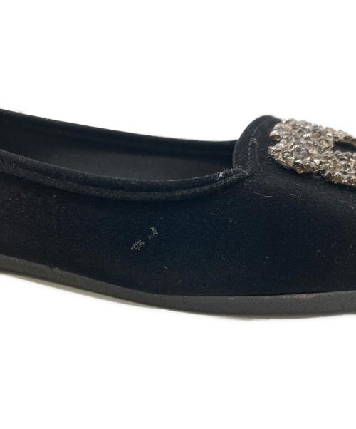 MALUS（マリュス）MALUS (マリュス) IENA取り扱い (イエナトリアツカイ) ベルベット シューズ / Velvet bijou shoes / ビーズ / ベロア ブラック サイズ:39の古着・服飾アイテム