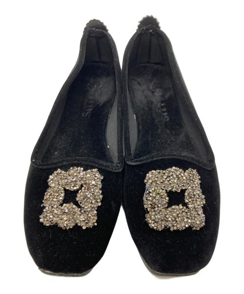 MALUS（マリュス）MALUS (マリュス) IENA取り扱い (イエナトリアツカイ) ベルベット シューズ / Velvet bijou shoes / ビーズ / ベロア ブラック サイズ:39の古着・服飾アイテム