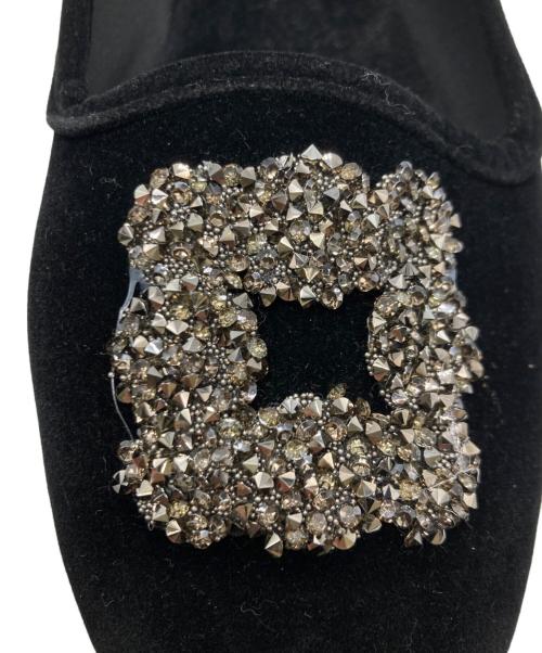 MALUS（マリュス）MALUS (マリュス) IENA取り扱い (イエナトリアツカイ) ベルベット シューズ / Velvet bijou shoes / ビーズ / ベロア ブラック サイズ:39の古着・服飾アイテム