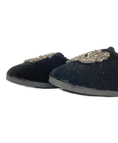 MALUS（マリュス）MALUS (マリュス) IENA取り扱い (イエナトリアツカイ) ベルベット シューズ / Velvet bijou shoes / ビーズ / ベロア ブラック サイズ:39の古着・服飾アイテム