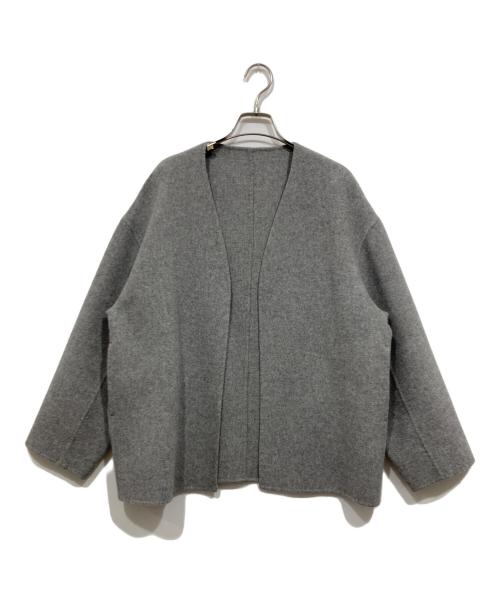 23区（ニジュウサンク）23区 (ニジュウサンク) ノーカラーリバージャケット グレー サイズ:38の古着・服飾アイテム