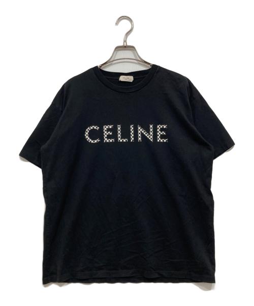 CELINE（セリーヌ）CELINE (セリーヌ) ロゴ スタッズTシャツ ブラック サイズ:Mの古着・服飾アイテム