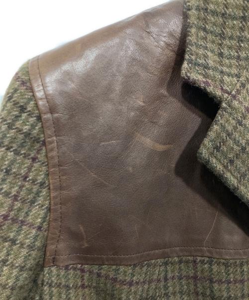 RALPH LAUREN Purple Label（ラルフ ローレン パープル レーベル）RALPH LAUREN Purple Label (ラルフ ローレン パープル レーベル) レザー切替ウールジャケット グリーン サイズ:4の古着・服飾アイテム