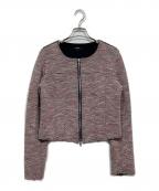 theoryセオリー）の古着「ノーカラージップジャケット」｜レッド