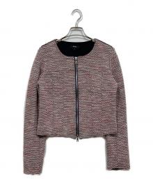 theory（セオリー）の古着「ノーカラージップジャケット」｜レッド