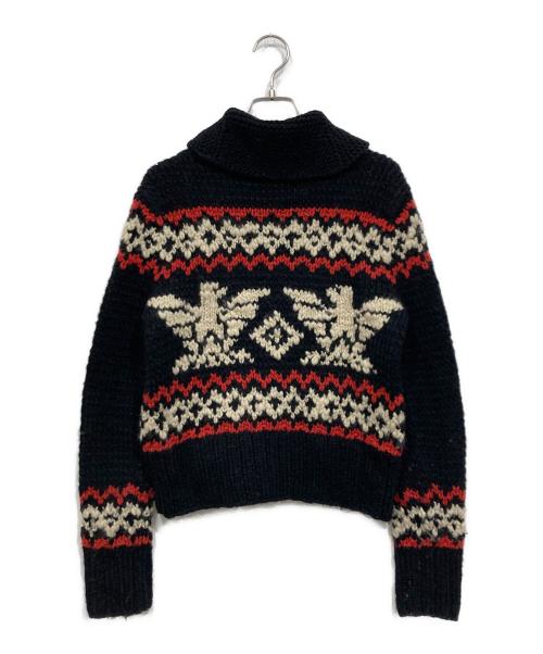 RRL（ダブルアールエル）RRL (ダブルアールエル) カウチンジップニットカーディガン ブラック サイズ:M（155/84A）の古着・服飾アイテム