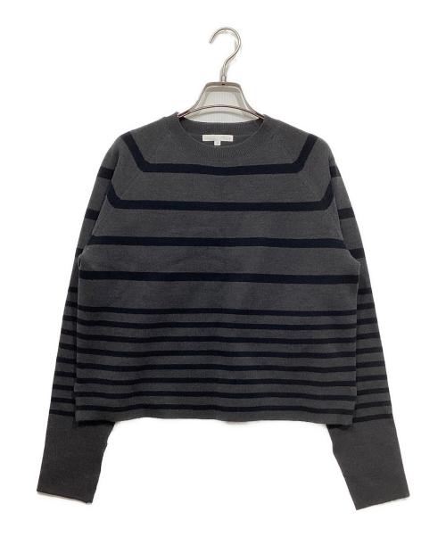 自由区（ジユウク）自由区 (ジユウク) ウールミラノボーダー ニット グレー サイズ:38の古着・服飾アイテム