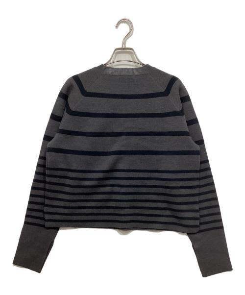 自由区（ジユウク）自由区 (ジユウク) ウールミラノボーダー ニット グレー サイズ:38の古着・服飾アイテム