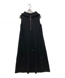 m's select（エムズセレクト）の古着「マイクロモダールハーフジップフーディワンピース」｜ブラック
