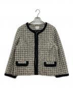 自由区ジユウク）の古着「ノーカラーツイードジャケット」｜ベージュ×ブラック