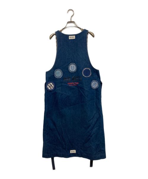 PINK HOUSE（ピンクハウス）PINK HOUSE (ピンクハウス) デニムパッチノースリーブワンピース ブルー サイズ:サイズ表記なしの古着・服飾アイテム
