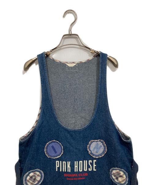 PINK HOUSE（ピンクハウス）PINK HOUSE (ピンクハウス) デニムパッチノースリーブワンピース ブルー サイズ:サイズ表記なしの古着・服飾アイテム