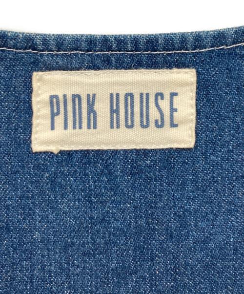 PINK HOUSE（ピンクハウス）PINK HOUSE (ピンクハウス) デニムパッチノースリーブワンピース ブルー サイズ:サイズ表記なしの古着・服飾アイテム