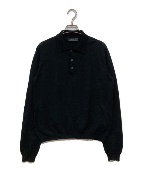 PRADA（プラダ）PRADA (プラダ) ニットポロシャツ ブラック サイズ:46の古着・服飾アイテム
