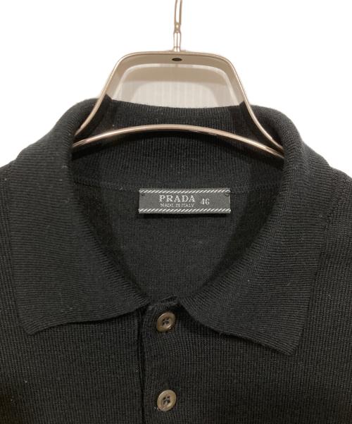 PRADA（プラダ）PRADA (プラダ) ニットポロシャツ ブラック サイズ:46の古着・服飾アイテム