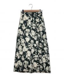 IENA（イエナ）の古着「掠りフラワーピンタックストレートパンツ」｜ブラック×ベージュ