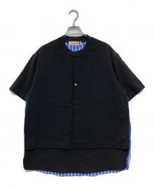 CULLNI（クルニ）の古着「レイヤードプルオーバー半袖シャツ」｜ブラック×ブルー