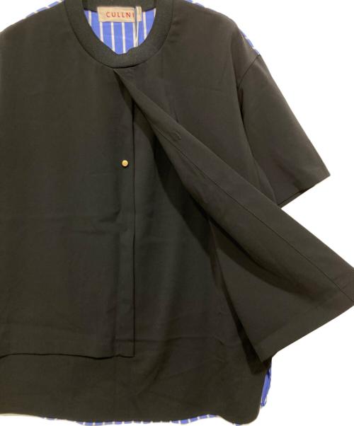 CULLNI（クルニ）CULLNI (クルニ) レイヤードプルオーバー半袖シャツ ブラック×ブルー サイズ:1の古着・服飾アイテム