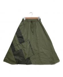 SOU・SOU（ソウソウ）の古着「サルエルパンツ / 綿麻 斜子織 富士2.0」｜グリーン / 鶸茶×間ぬき