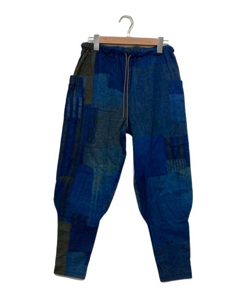 SOU・SOU（ソウソウ）SOU・SOU (ソウソウ) 高島縮 20/20 裁付えんゆう穿き ブルー / BOROⅡ サイズ:Lの古着・服飾アイテム