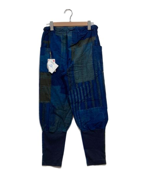 SOU・SOU（ソウソウ）SOU・SOU (ソウソウ) 高島縮 20/20 裁付えんゆう穿き ブルー / BOROⅡ サイズ:Lの古着・服飾アイテム