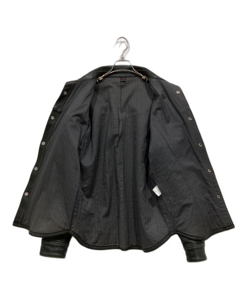 THE FLAT HEAD（ザ・フラットヘッド）THE FLAT HEAD (ザ・フラットヘッド) ディアスキンレザーシャツジャケット ブラック サイズ:42の古着・服飾アイテム