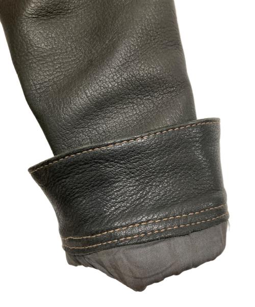 THE FLAT HEAD（ザ・フラットヘッド）THE FLAT HEAD (ザ・フラットヘッド) ディアスキンレザーシャツジャケット ブラック サイズ:42の古着・服飾アイテム