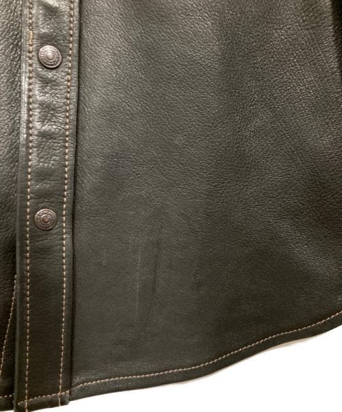 THE FLAT HEAD（ザ・フラットヘッド）THE FLAT HEAD (ザ・フラットヘッド) ディアスキンレザーシャツジャケット ブラック サイズ:42の古着・服飾アイテム