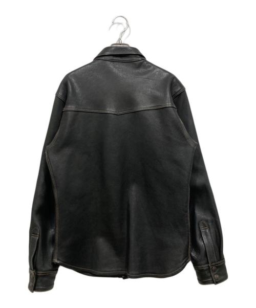 THE FLAT HEAD（ザ・フラットヘッド）THE FLAT HEAD (ザ・フラットヘッド) ディアスキンレザーシャツジャケット ブラック サイズ:42の古着・服飾アイテム