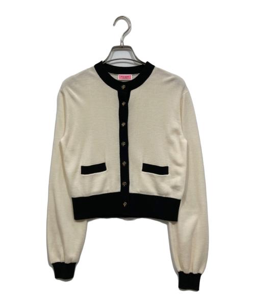 Kate Spade（ケイトスペード）Kate Spade (ケイトスペード) ウール混カーディガン ホワイト×ブラック サイズ:XSの古着・服飾アイテム