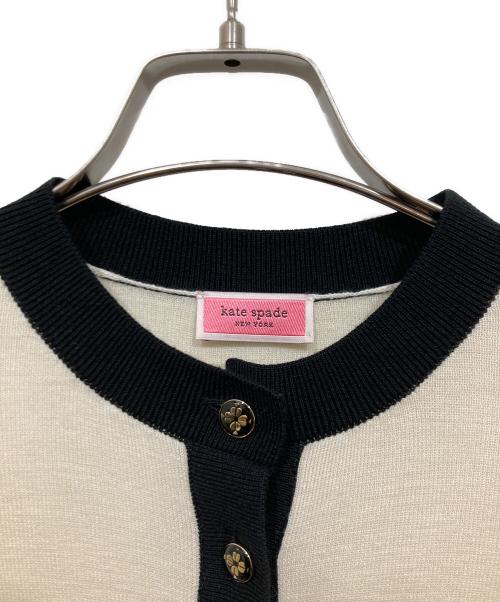 Kate Spade（ケイトスペード）Kate Spade (ケイトスペード) ウール混カーディガン ホワイト×ブラック サイズ:XSの古着・服飾アイテム