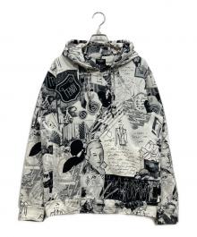 FENDI（フェンディ）の古着「カールラガーフェルドコラボプリント パーカー」｜ホワイト×ブラック