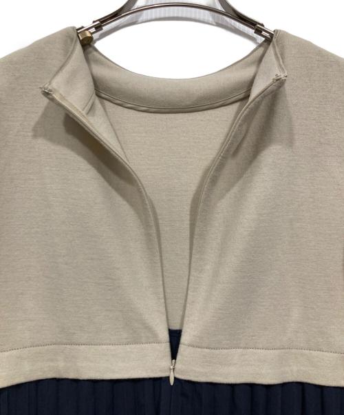 BALLSEY（ボールジィ）BALLSEY (ボールジィ) ミルドジャージーコンビ クルーネックワンピース アイボリー×ネイビー サイズ:36の古着・服飾アイテム