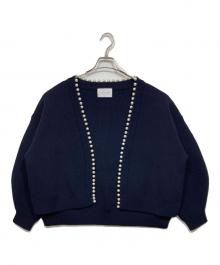 Adam et Rope（アダム エ ロペ）の古着「パール付きカーディガン」｜ネイビー