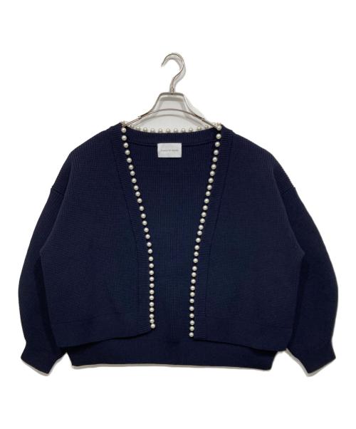 Adam et Rope（アダム エ ロペ）Adam et Rope (アダム エ ロペ) パール付きカーディガン ネイビー サイズ:Fの古着・服飾アイテム