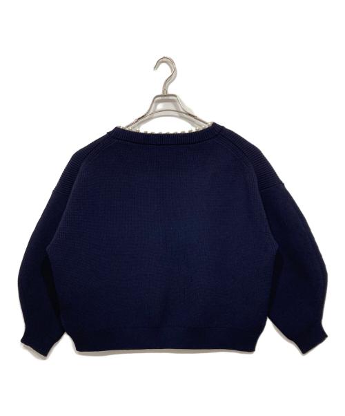 Adam et Rope（アダム エ ロペ）Adam et Rope (アダム エ ロペ) パール付きカーディガン ネイビー サイズ:Fの古着・服飾アイテム