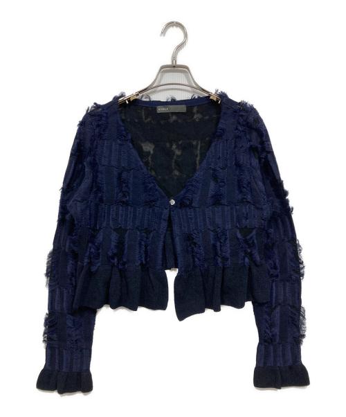 Noble（ノーブル）Noble (ノーブル) カットジャガードショートカーディガン ネイビー サイズ:Freeの古着・服飾アイテム