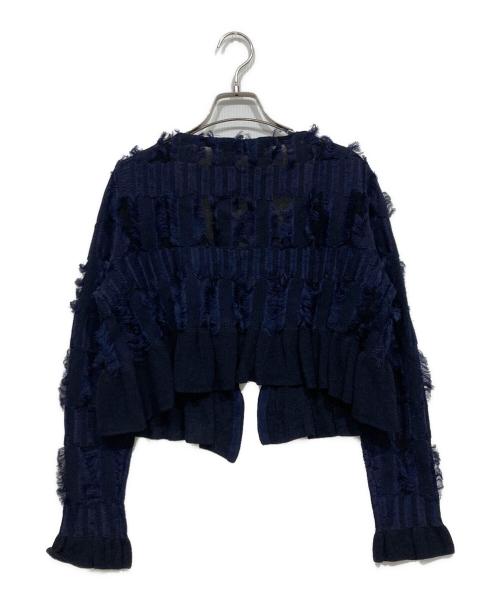 Noble（ノーブル）Noble (ノーブル) カットジャガードショートカーディガン ネイビー サイズ:Freeの古着・服飾アイテム