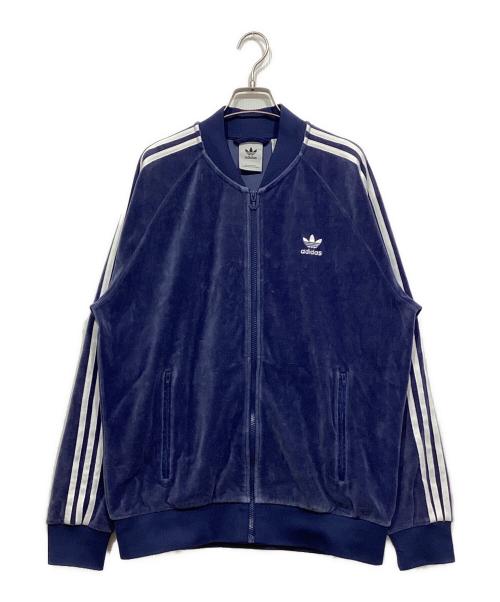 adidas（アディダス）adidas (アディダス) ベロアジャケット ネイビー サイズ:2XLの古着・服飾アイテム