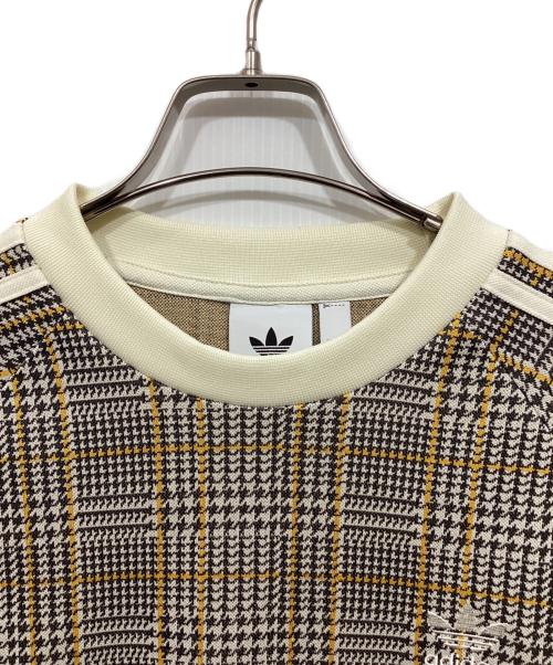 adidas（アディダス）adidas (アディダス) 千鳥格子カットソー イエロー×グレー サイズ:Lの古着・服飾アイテム