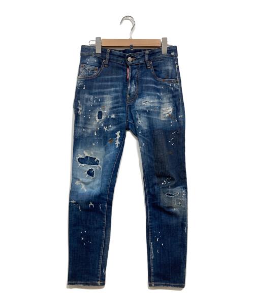 DSQUARED2（ディースクエアード）DSQUARED2 (ディースクエアード) ダメージ加工デニムパンツ ブルー サイズ:42の古着・服飾アイテム