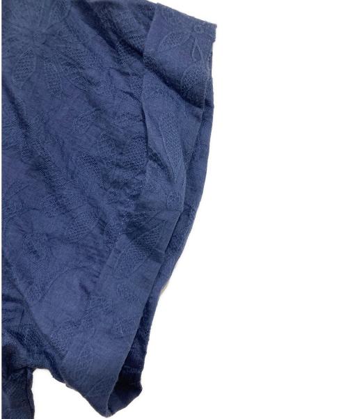 SHIPS any（シップスエニィ）SHIPS any (シップスエニィ) フラワー ジャカード バイカラー プルオーバー シャツ ネイビー サイズ:Freeの古着・服飾アイテム