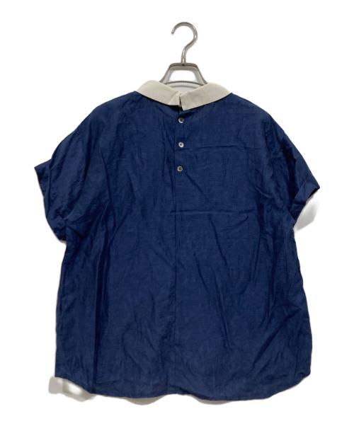 SHIPS any（シップスエニィ）SHIPS any (シップスエニィ) フラワー ジャカード バイカラー プルオーバー シャツ ネイビー サイズ:Freeの古着・服飾アイテム