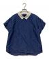 SHIPS any（シップスエニィ）の古着「フラワー ジャカード バイカラー プルオーバー シャツ」｜ネイビー