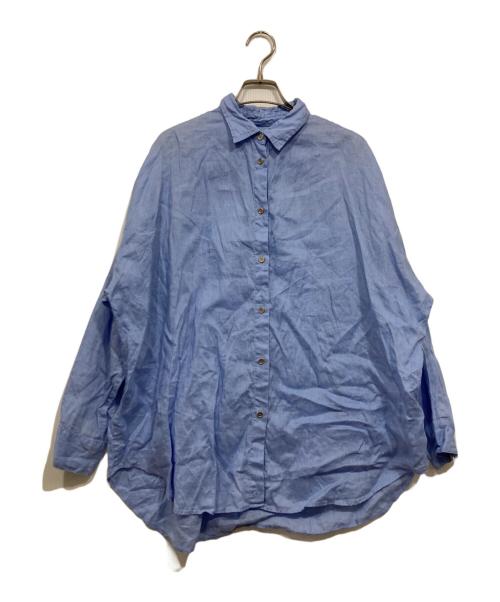 Spick and Span（スピック＆スパン）Spick and Span (スピック＆スパン) 80リネンカシュクールビッグシャツ ブルー サイズ:freeの古着・服飾アイテム