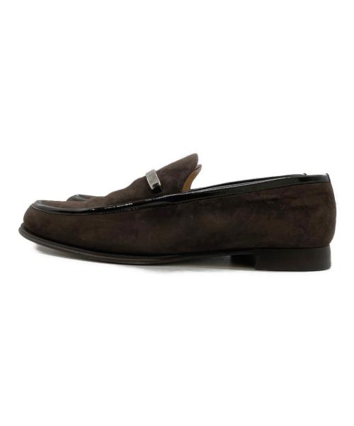 GUCCI（グッチ）GUCCI (グッチ) スウェードロゴプレートローファー ブラウン サイズ:36の古着・服飾アイテム