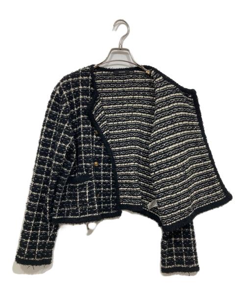 JOURNAL STANDARD（ジャーナルスタンダード）JOURNAL STANDARD (ジャーナルスタンダード) ツィードクロップドジャケット ブラック サイズ:FREEの古着・服飾アイテム