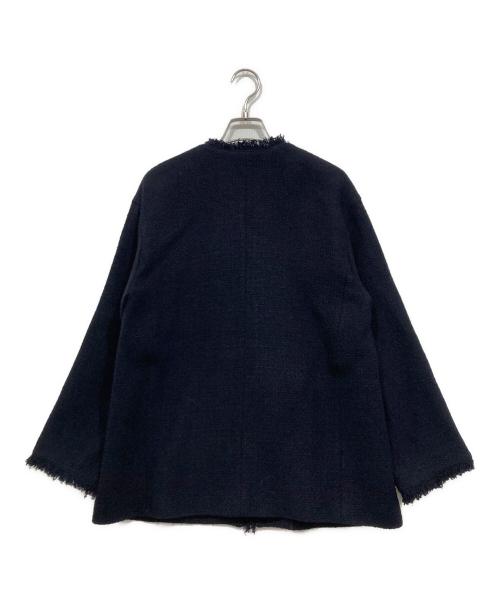 UNITED ARROWS（ユナイテッドアローズ）UNITED ARROWS (ユナイテッドアローズ) green label relaxing (グリーンレーベルリラクシング) ツイーディー ポケット ノーカラー ジャケット ネイビー サイズ:Freeの古着・服飾アイテム