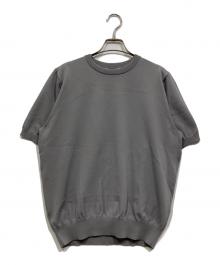 SLOANE（スローン）の古着「半袖ニット / 18G二重臼天竺 半袖クルーネックニット」｜ライトグレー