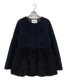 CADUNE（カデュネ）の古着「プードルペプラムコート」｜ブラック